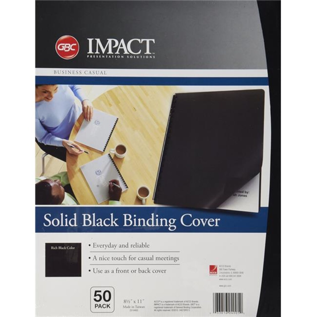 Acco Brands 2514493 Gbc Solids Standard Presentation Covers - Black